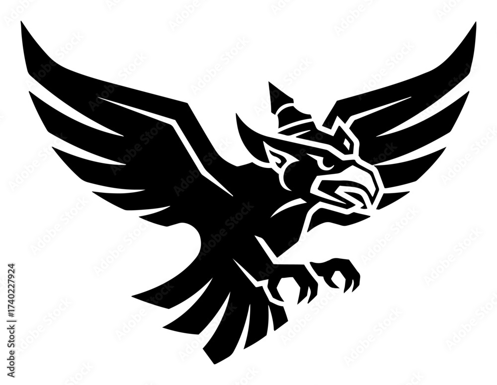 Obraz premium Fierce Eagle Mascot Silhouette Vector
