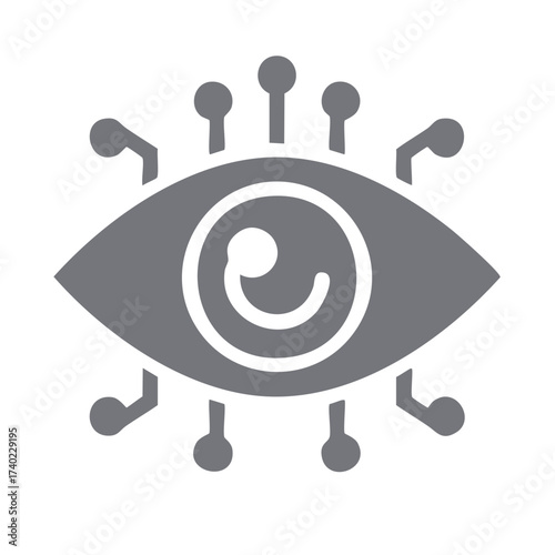 Digital Eye Cyber Security Tech Icon Connected Network Surveillance System Vector