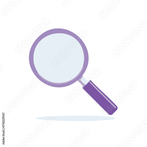 Simple Purple Magnifying Glass Icon Illustration for Search, Examination or Analysis Symbol
