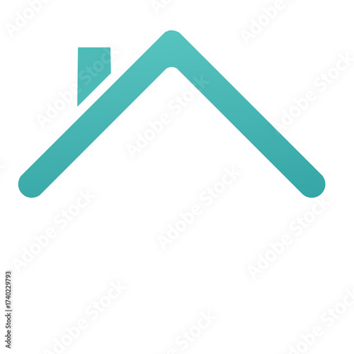Minimalist house roof icon with chimney in modern teal gradient