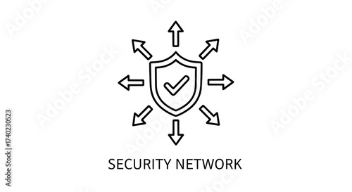 Vector art of security network protection shield