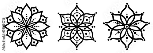 Rangoli Floral Mandala Icons Line Art