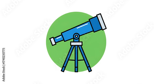 Vector art of blue telescope on stand vector illustration