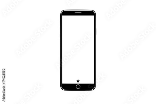 Black Vector Silhouette: Modern Smartphone with Clean Screen	