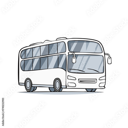 White Double Decker Tour Bus Illustration Public Transportation Coach Vehicle