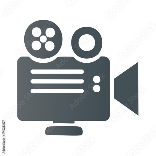 Stylized Camera Icon, Movie Recording Equipment, Film Production Studio, Video Creation Symbol