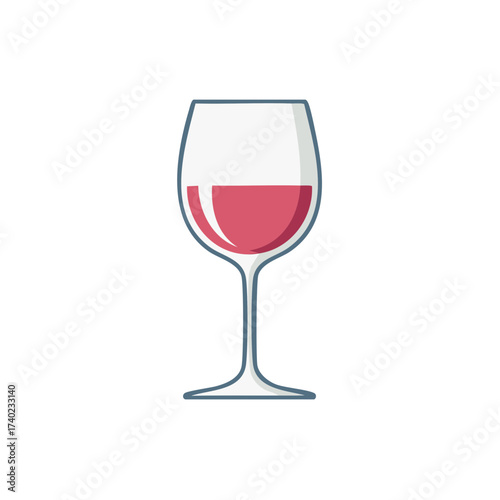 Glass of red wine simple flat vector illustration icon for bar menu or celebration