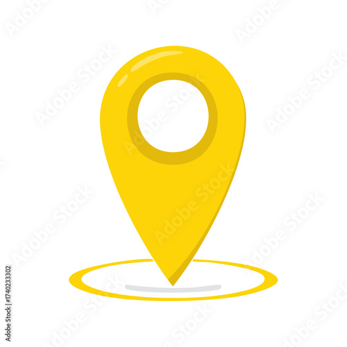 Yellow Map Pointer Indicating Location Position Navigation Direction