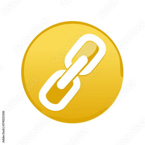 Link Icon Depicting Interconnection and Interdependence on Gold Circular Background