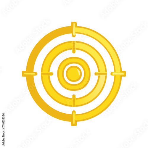 Golden Target Symbol with Concentric Circles and Crosshairs