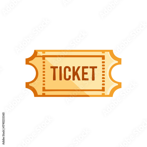 Golden Ticket stub vector icon for event admission entertainment or raffle