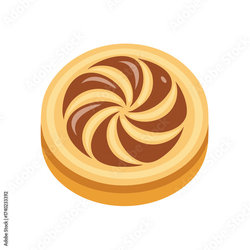 Delicious shortbread cookie with a swirl design, ideal for desserts or food-related projects.