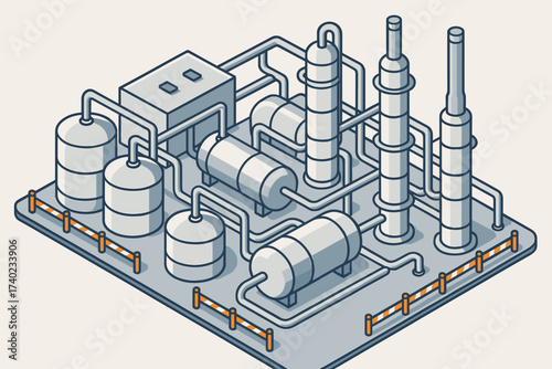 Towers storage illustration tanks vector tall modern plant pipelines safety chemical