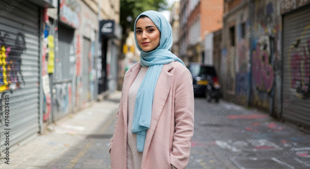 Fototapeta premium Woman in city streetwear