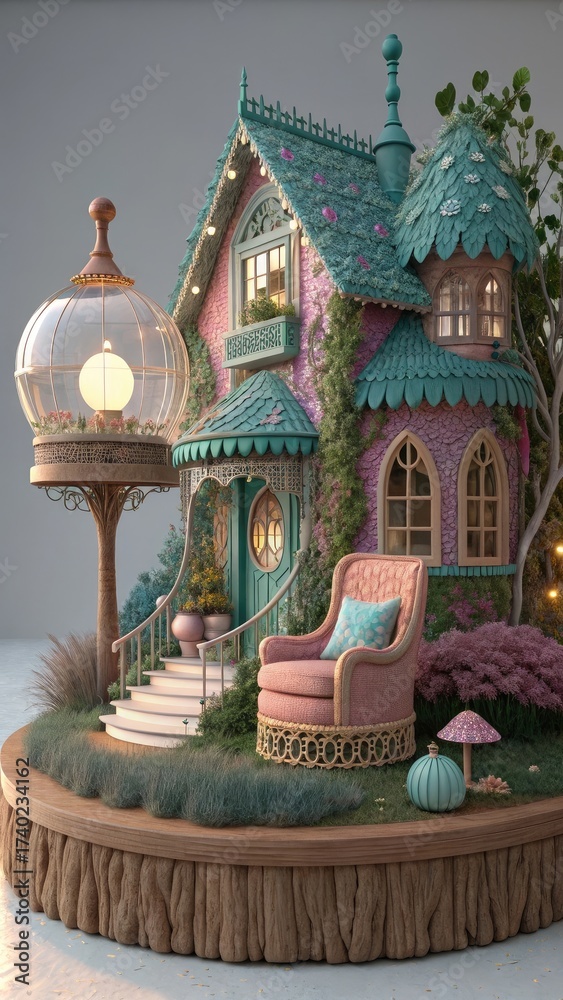 Fototapeta premium simple antique hand mirror, gold, game icon, fantasy style, digital drawing, artstation, watercolor illustration