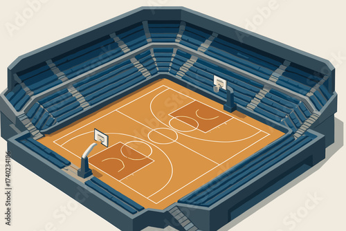 Illustration court hoops vector areas basketball clean markings arena audience