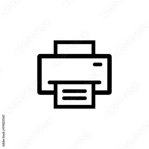 Streamlined printer icon for modern office designs and tech interfaces, perfect for app development and professional presentations with a clean, scalable design