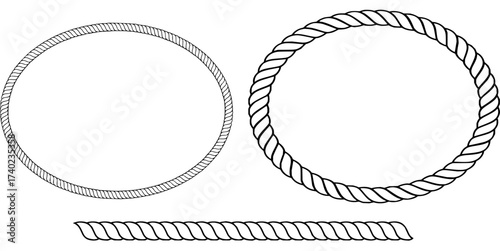 Elegant nautical rope circles and line for stunning design elements, perfect for invitations, logos, or marine themed projects, originally from a scalable vector