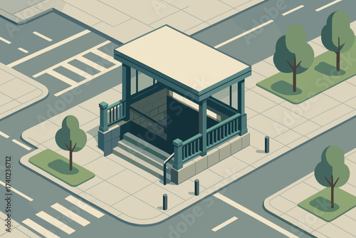Illustration stairs city subway underground vector isometric entrance streets descending surrounded