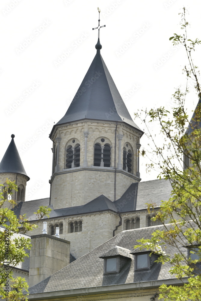 Obraz premium Les clochers de l'imposante collégiale Sainte Gertrude à Nivelles 