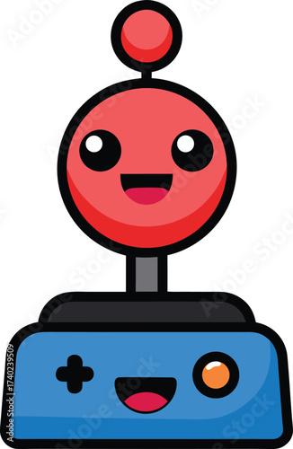 cartoon game joystick mascot vector kawaii style illustration on transparent background