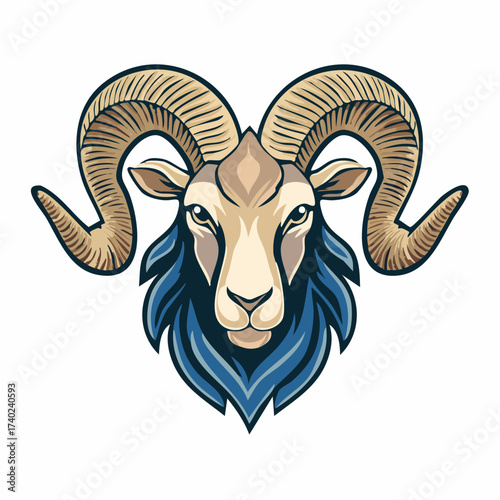 Flat ram logo design illustration