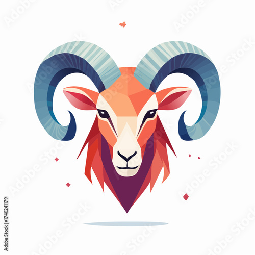 Flat ram logo design illustration
