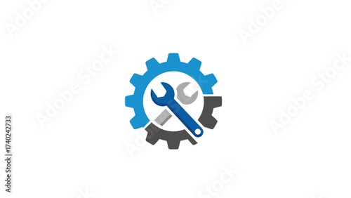 Mechanical repair and Service logo with gear and wrench 