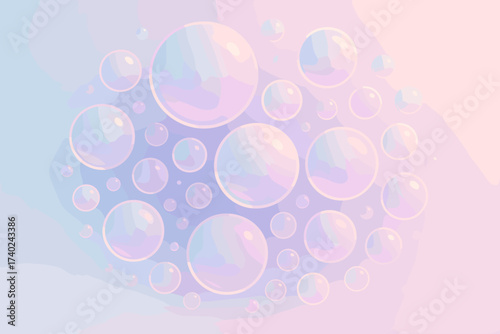 Gradient illustration bubbles sizes floating various glowing hues pastel vector