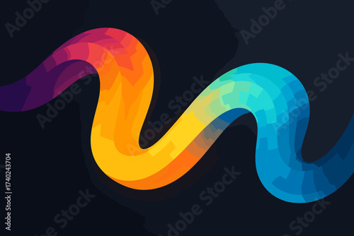 Background twisting minimal across gradient dark glowing fluid smoothly ribbon illustration vector