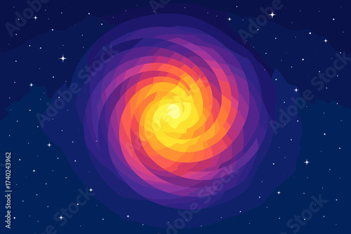Outward glowing into layered radiating nebula vector illustration background spiral gradients art