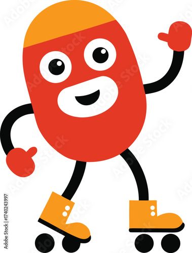 Cartoon Roller Skate Mascot Illustration on Transparent Background