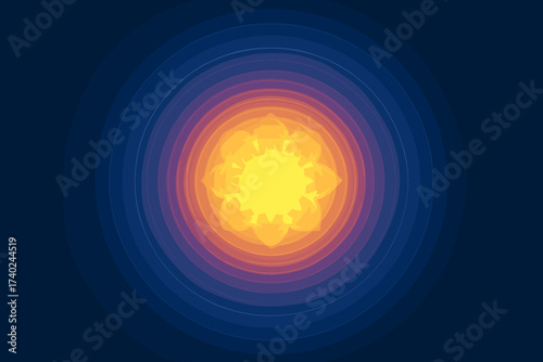 Gradient concentric patterns radiating aura mandala vector luminous light illustration circular