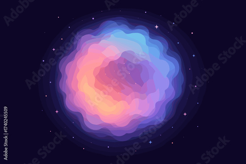 Vector pastel space glow nebula gradients circular illustration bright formation surrounded