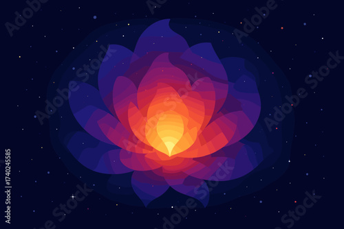 Vector nebula illustration petals resembling flower cosmic abstract gradient layered