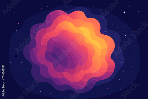Radiating formation illustration nebula layers large concentric gradients luminous vector
