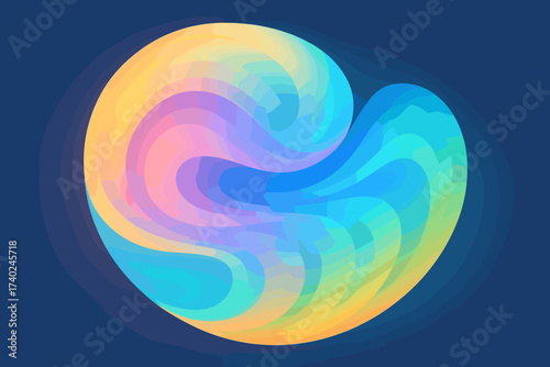 Vector illustration gem flowing abstract gradient luminous swirl resembling opal