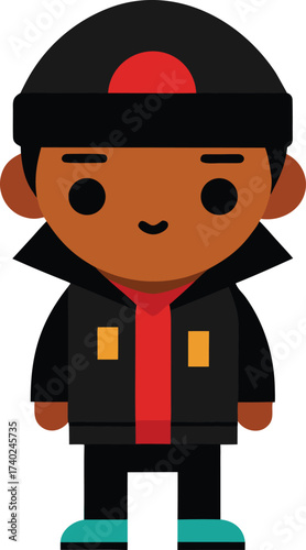 Cartoon Streetwear Character Illustration on Transparent Background