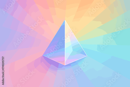 Spreading soft vector illustration gradient prism luminous beams surrounded tones crystal