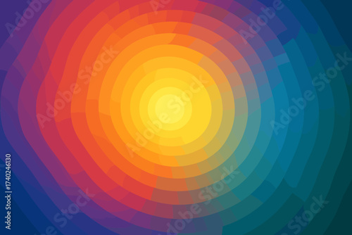 Radiant waves outward wave from radiating center illustration glowing smooth rainbow vector