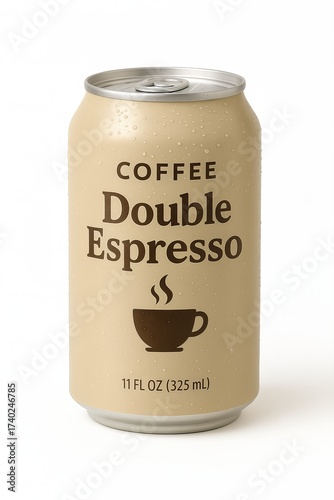 Rendering of Fake Ready to Drink Espresso Can Isolated on Blank White Background Double