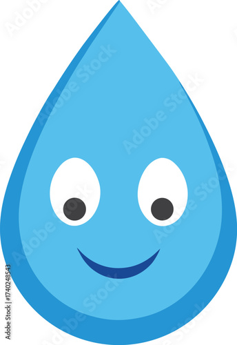 Cartoon Water Drop Mascot Vector Clean Water Illustration on Transparent Background