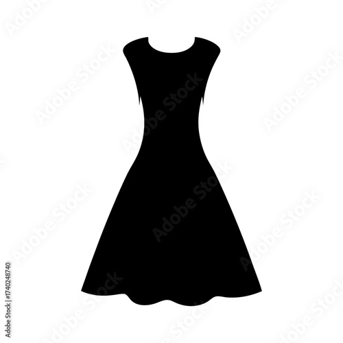 Elegant silhouette of a classic black dress with a flared skirt design
