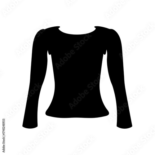 Silhouette of a fitted long sleeve top, perfect for layering fashion