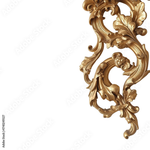 Ornate gold baroque scrollwork with leaves flourish