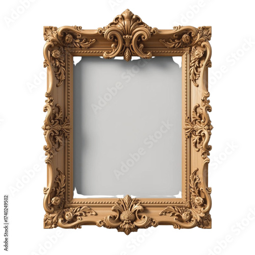 Ornate carved wooden picture frame with floral motifs