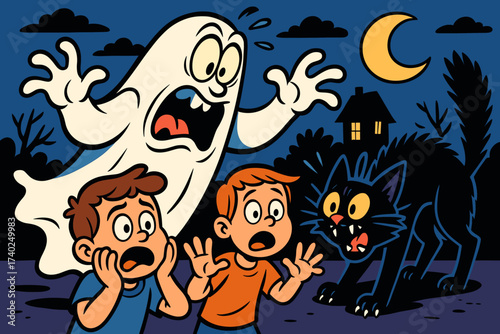 Instead to black ghost getting but cat goofy scare surprise illustration vector