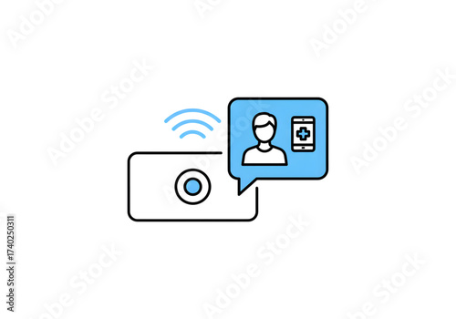 blue telemedicine camera png on transparent background