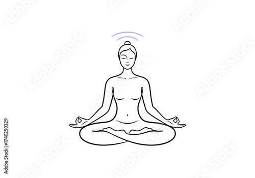 black yoga meditation woman png on transparent background