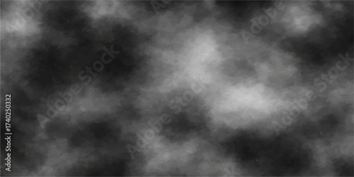 Black smoke texture on an abstract dark night sky background with motion and light